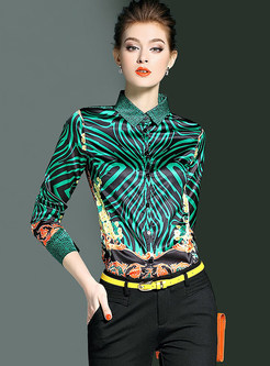 Chic Hit Color Print Long Sleeve Blouse