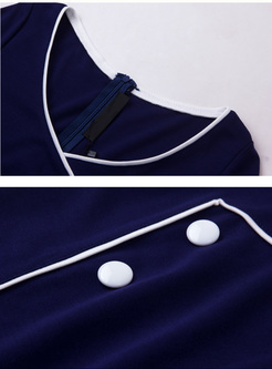 Slim Buttoned Asymmetric Patch Bodycon Dress