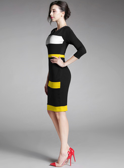 Chic Stripe Color-matched Slim Bodycon Dress