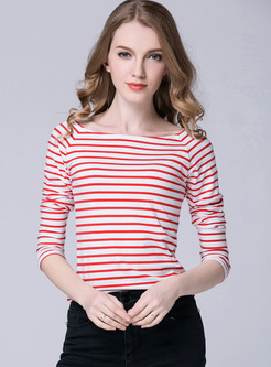 Chic Color-matched Slim T-shirt