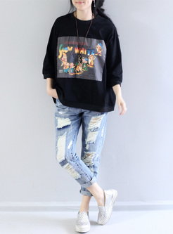 Casual Multicolor Print Pullover T-shirt
