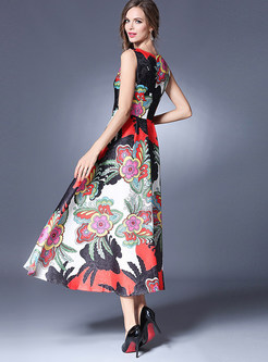 Elegant High Waist Sleeveless Maxi Dress