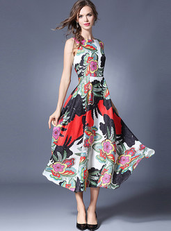 Elegant High Waist Sleeveless Maxi Dress