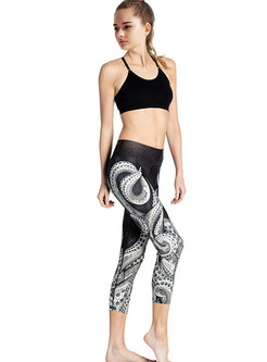 Stylish Dry Fit Elastic Print Yoga Fitness Leggings