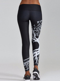 Elastic Tight Print Yoga Running Sport Pants