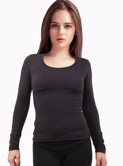 Stylish Long Sleeve Hollow Out Fitness Top