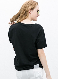 Stylish Loose O-neck Print T-shirt