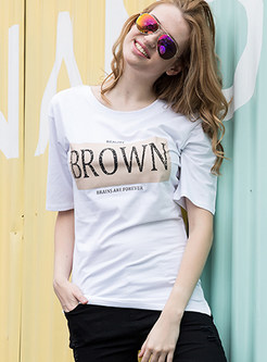 Brief Loose Letter Print T-shirt