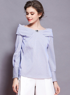Chic Flare Sleeve V-neck Pullover Blouse