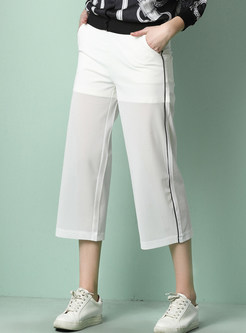 Brief See-through Ankle-length Wide Leg Pants