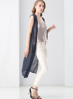 Fashionable Loose Hollow Out Cardigan Long Vest
