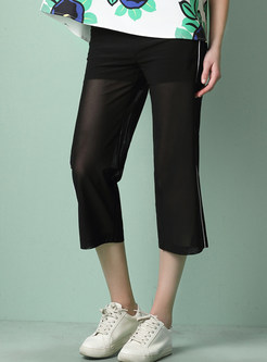 Chic See-through Ankle-length Wide Leg Pants
