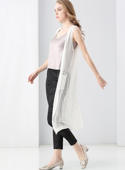 Brief Loose Hollow Out Cardigan Long Vest