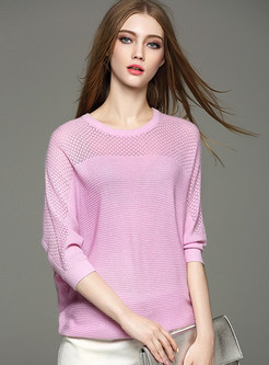 Casual Loose O-neck Pure Color Sweater