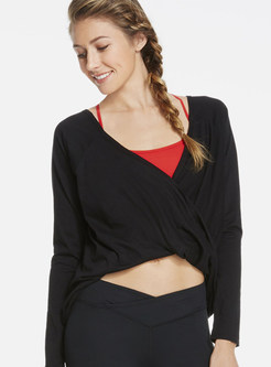 Casual Backless Pure Color V-neck Tops