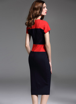Brief Color-blocked Stripe Skinny Dress