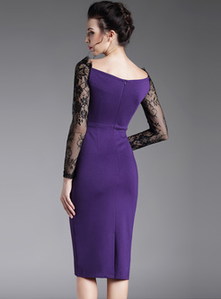 Sexy Lace Color-matched Sheath Dress