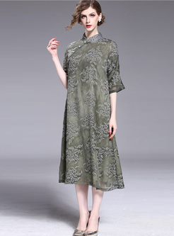 Loose Embroidery Improved Cheongsam Shift Dress