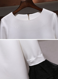 Chic Monochrome Color-blocked Flare Sleeve T-shirt