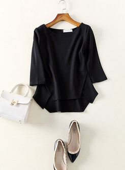 Casual Asymmetric 3/4 Sleeve T-shirt & Chic Skirt
