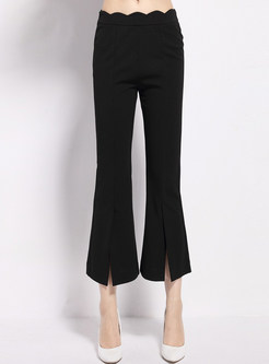Elegant Black Slit Flare Pants