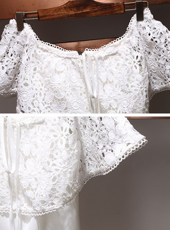 Sexy Lace Off Shoulder Pure Color Rompers