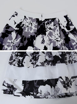 Casual Floral Print A-Line Skirt