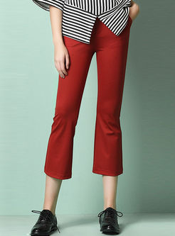 Causal Pure Color Slim Flare Pants