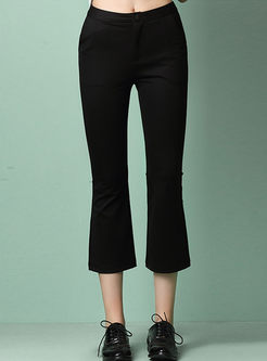 Causal Pure Color Slim Flare Pants