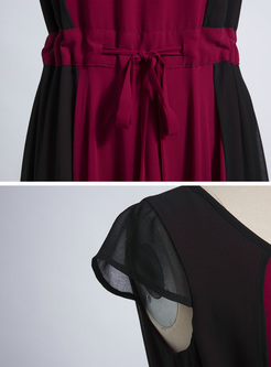 Brief Color-blocked Waist Maxi Dress