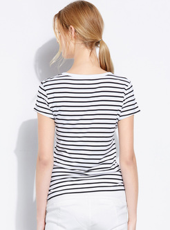Brief Stripe Slim O-neck T-shirt