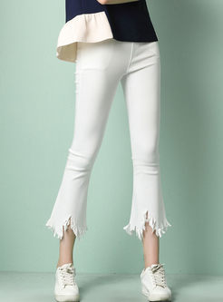 Causal Pure Color Flare Pants