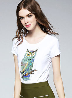 Stylish Animal Print Short Sleeve T-shirt