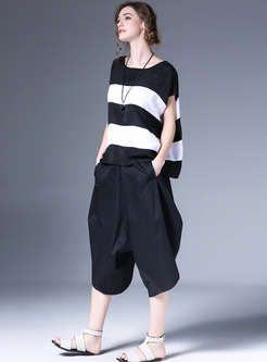 Classical Stripe Color-blocked T-shirt