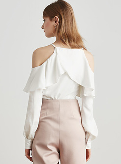 Sexy Off Shoulder Falbala Pullover Blouse