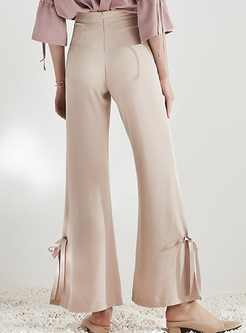 Brief Lace-up Slim Long Flare Pants