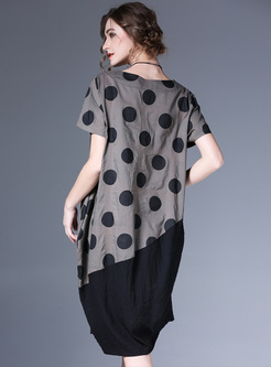 Oversized Dot Print T-shirt Dress