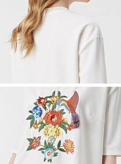 Sweet Embroidered Falbala Short Sleeve T-shirt Dress