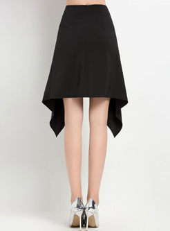Brief Asymmetry Pure Color Skirt