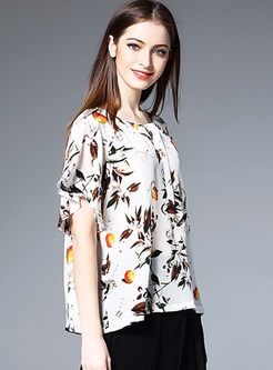 Floral Print Loose Short Sleeve T-shirt