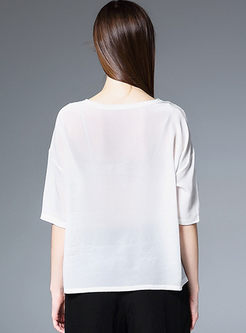 Lace White O-neck Half Sleeve T-shirt