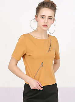 Stylish Pure Color Short Sleeve T-shirt