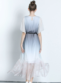 Chic Flare Sleeveless Gradient Waist Maxi Dress