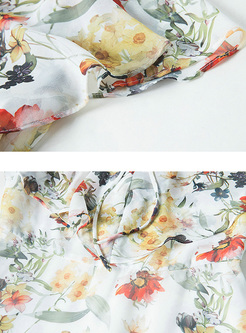 Bohemia Sleeve-caped Floral Print Skater Dress