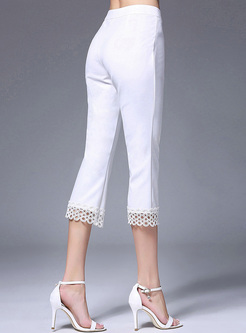 White Lace Hollow High Waist Pants