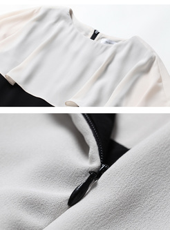 Chiffon Monochrome Sleeve-caped Jumpsuit