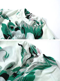 Floral Print Silk Short Sleeve T-shirt