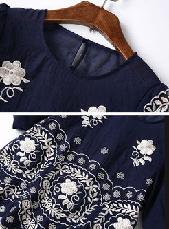 Embroidered Half Sleeve Blouse With Camis