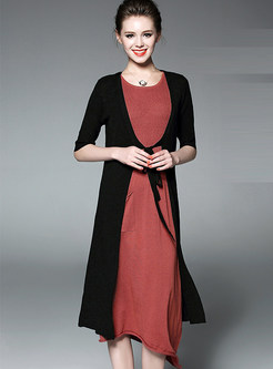Fashion Black Half Sleeve Loose Coat 