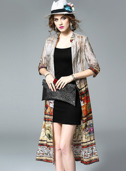 Vintage Print Long Sleeve Loose Two-piece Outfits